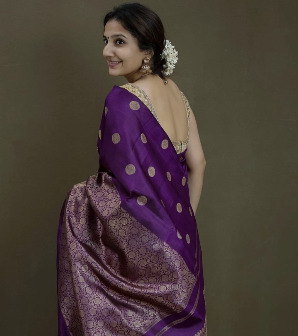 Royal Purple Kanchipuram Bridal Silk Saree